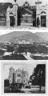 Vedute del Parco nell'ordine: 1. Entrata Parco, anno 1906, 2. Veduta Parco, anno 1910, 3. Casa Giardiniere Villa Paradiso, anno 